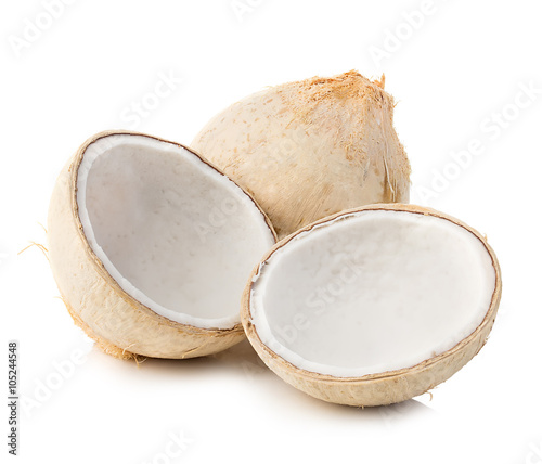 Young sweet coconuts close-up isolated on white background.