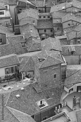 Black and White Cityscape view from "Due torri" or two towers, B