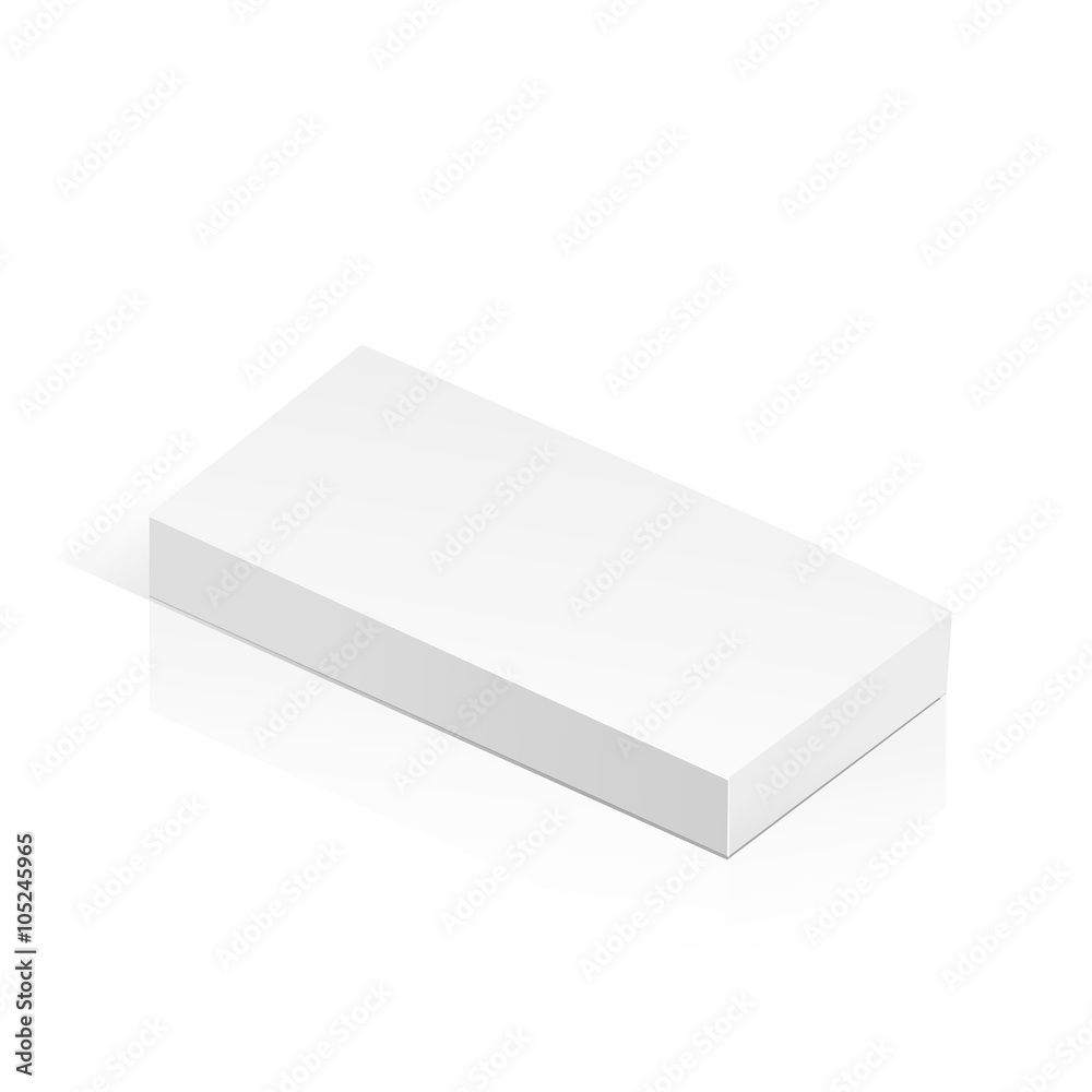 White realistic 3D box. Object isolated on white background. Template vector illustration for trade, stand or packaging design. Rectangle White realistic 3D box. Object isolated on white background. Template vector illustration for trade, stand or packaging design. Rectangle