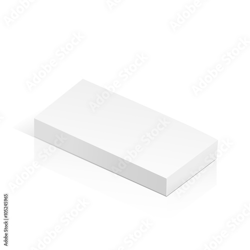 White realistic 3D box. Object isolated on white background. Template vector illustration for trade, stand or packaging design. Rectangle