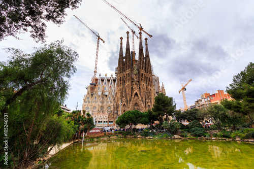 La Sagrada Familia - the impressive cathedral designed by architect Gaudi, which is being build since March 19, 1882 and is not finished.