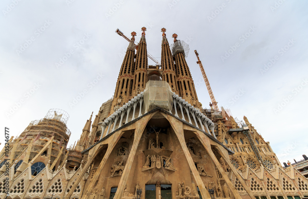La Sagrada Familia - the impressive cathedral designed by architect Gaudi, which is being build since March 19, 1882 and is not finished.