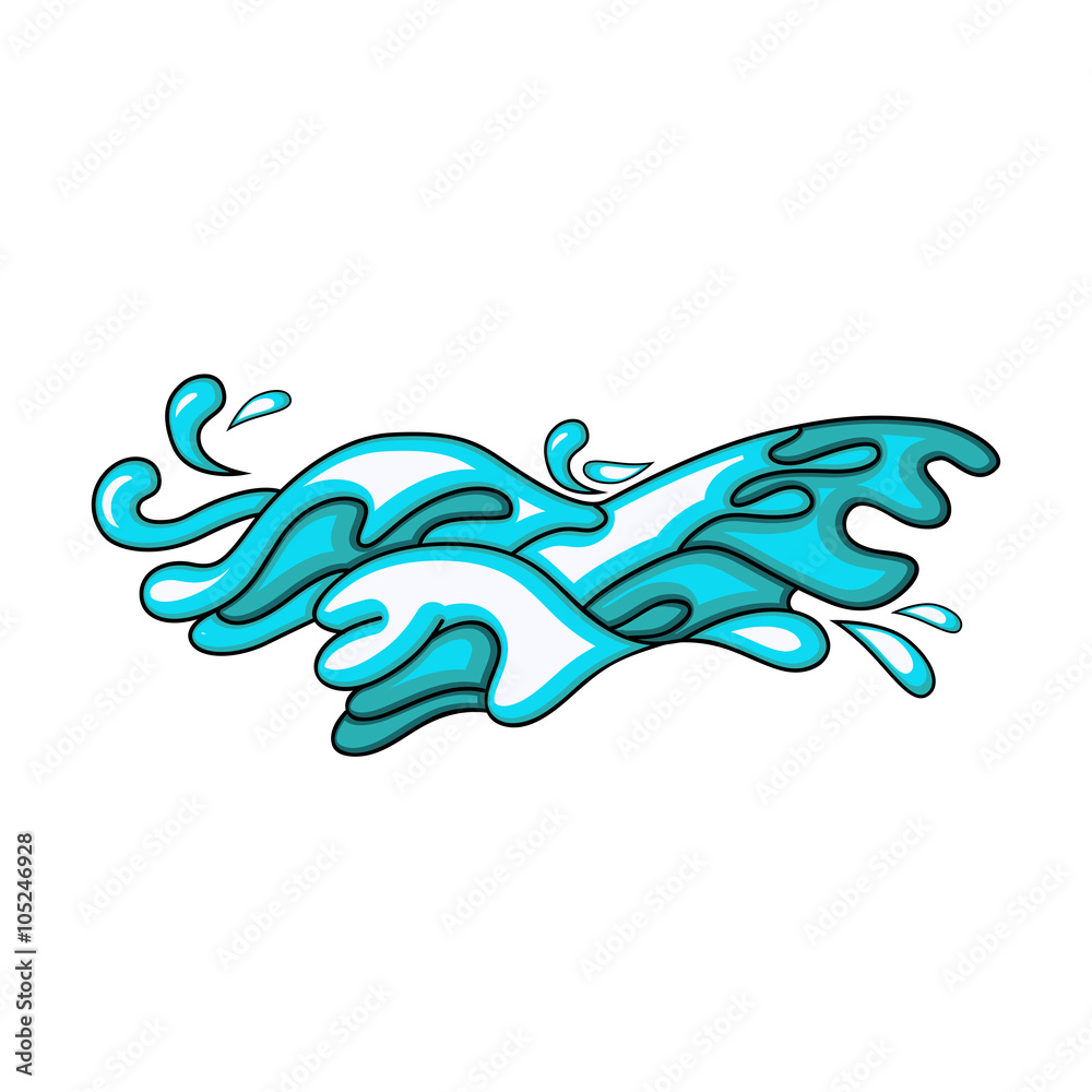 Blue wave on white background. Abstract vector illustration