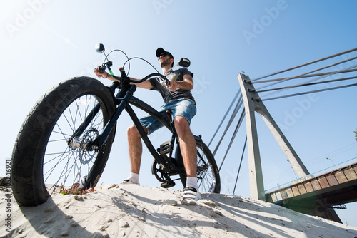 a cyclist on the hill