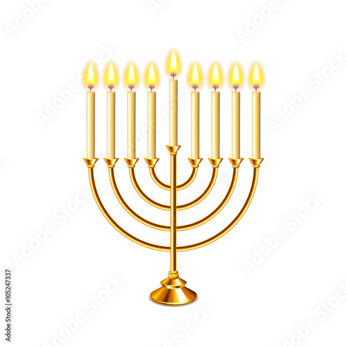 Hanukkah menorah with candles isolated vector