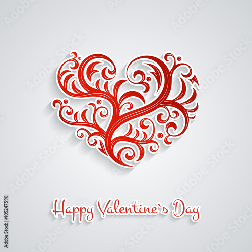 Fototapeta Naklejka Na Ścianę i Meble -  Vector illustration with branch heart. Tattoo style. For Valentine`s Day. Lovely ornate design.