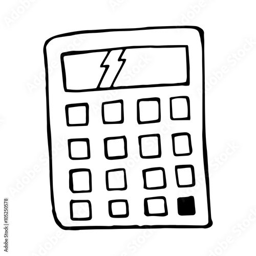 Vector calculator cartoon, doodle isolated element
