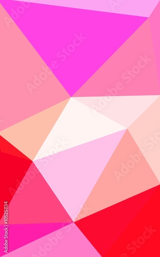 Multicolor pink, yellow polygonal design pattern, which consist of triangles and gradient in origami style.