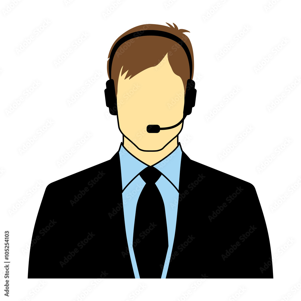 Call center operator, faceless man avatar icon vector illustration Call center operator, faceless man avatar icon vector illustration