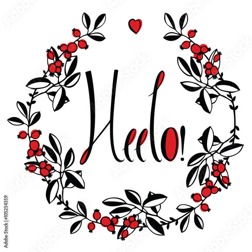 Hello card with floral frame