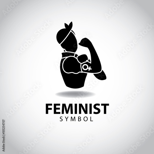 
Icon of woman rolling up sleeve with female symbol tattoo.
