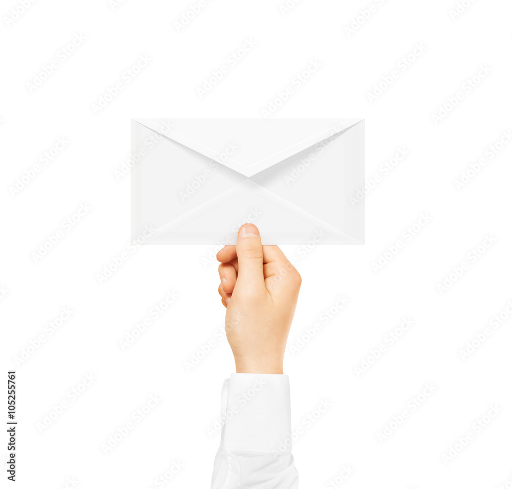 White blank envelope mock up holding in hand. White blank envelope mock up holding in hand.