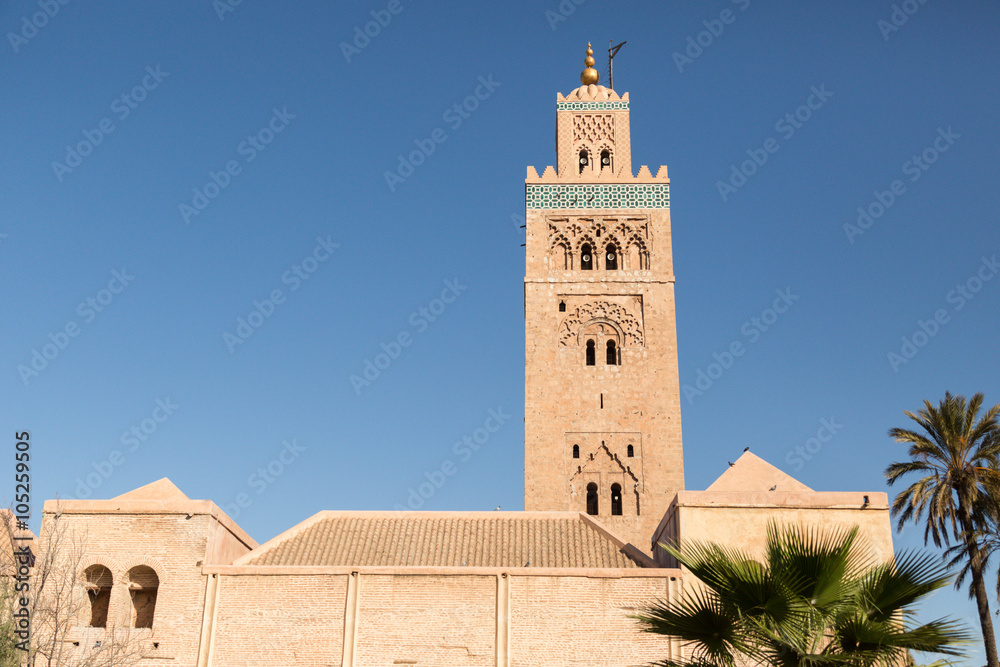 minaret of the 12th century Koutoubia mosque in Marrakech