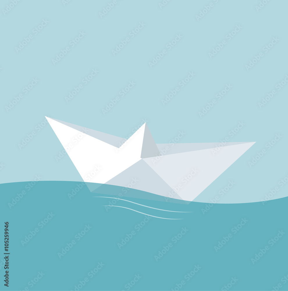 Papierschiff auf hoher See Vektor Papierschiff auf hoher See Vektor