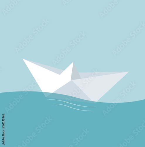 Papierschiff auf hoher See Vektor