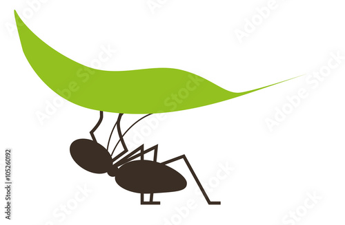 Ameise trägt Blatt freigestellt Vektor