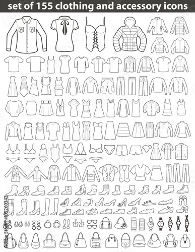 Set of Line  Clothing Icons.