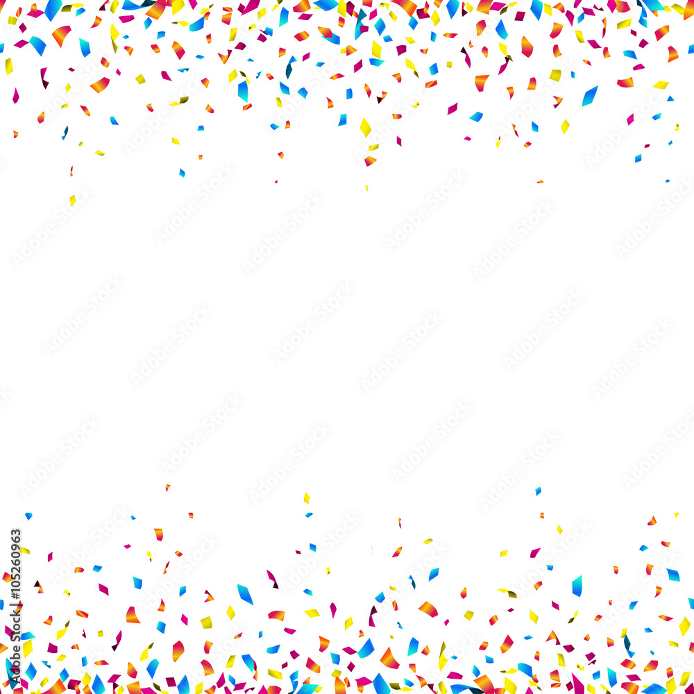 Celebration background with colorful confetti – seamless confetti borders  on white background. Vector illustration. Stock Vector | Adobe Stock