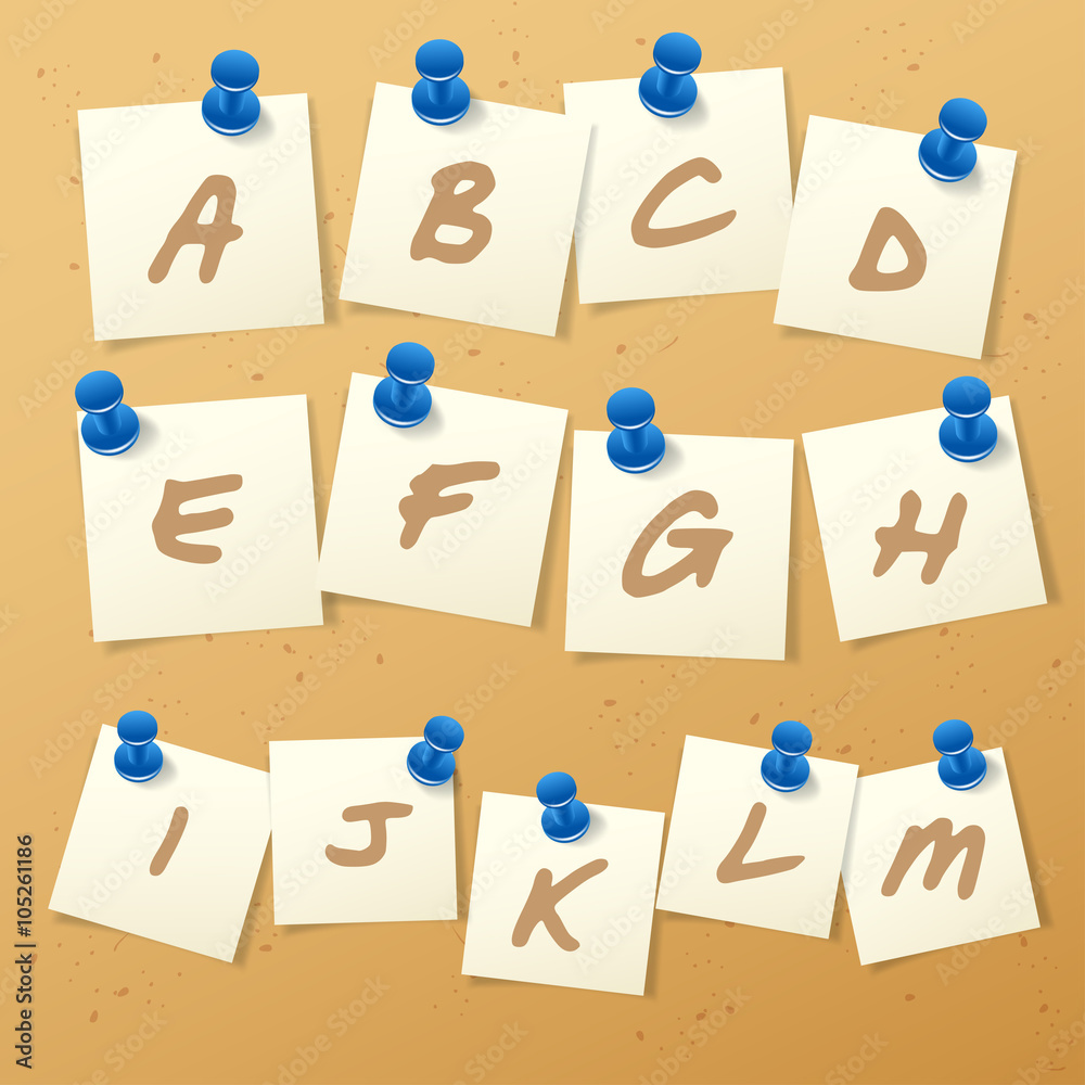 Alphabet On Cork Board : Vector Illustration Alphabet On Cork Board : Vector Illustration
