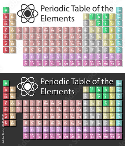 periodic table on a white-black background