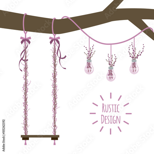 Vector illustration with tree branch and swing