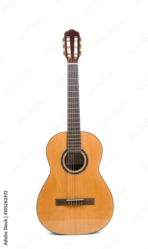 Classical guitar isolated on white background