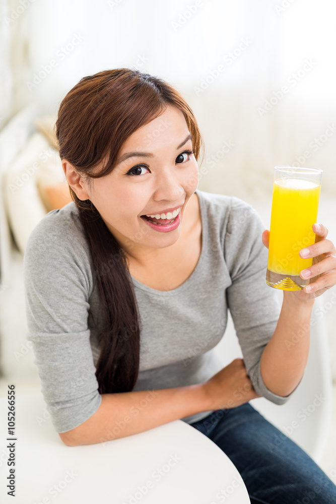 Asian woman holding juice Asian woman holding juice