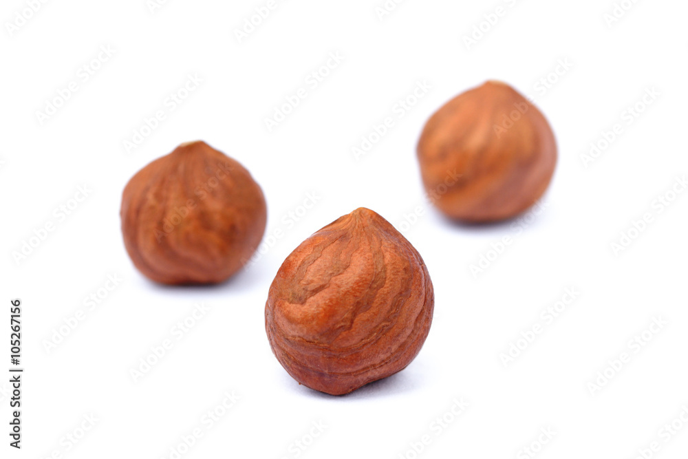 Healthy hazelnut isolated on white background Healthy hazelnut isolated on white background