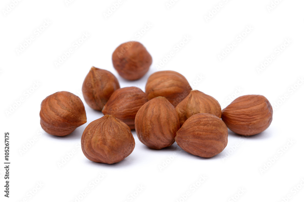Healthy hazelnut isolated on white background Healthy hazelnut isolated on white background
