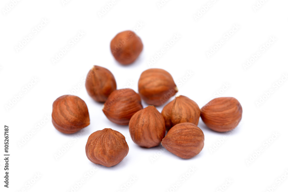 Healthy hazelnut isolated on white background Healthy hazelnut isolated on white background