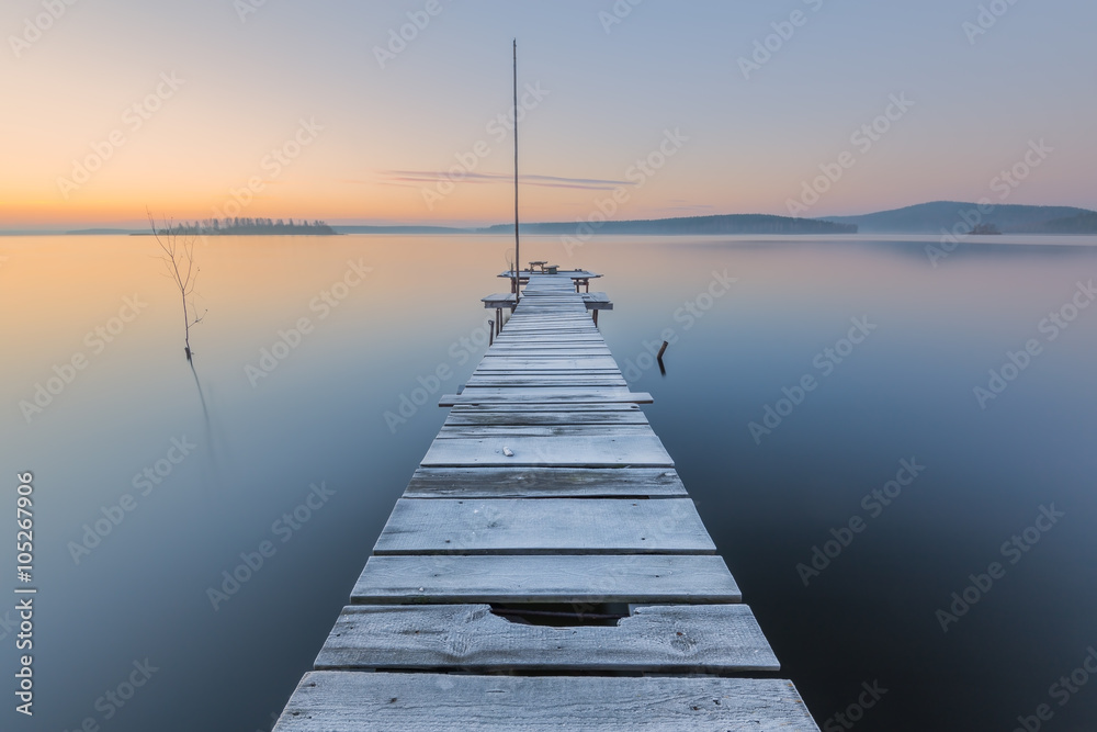 frosty dawn on lake