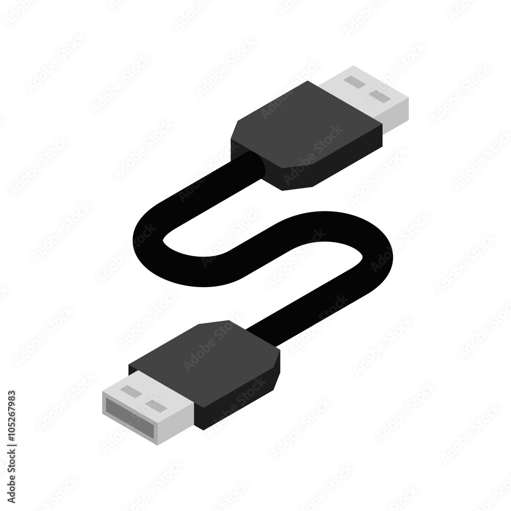 Vektorová grafika „USB cable icon, isometric 3d style“ ze služby Stock |  Adobe Stock