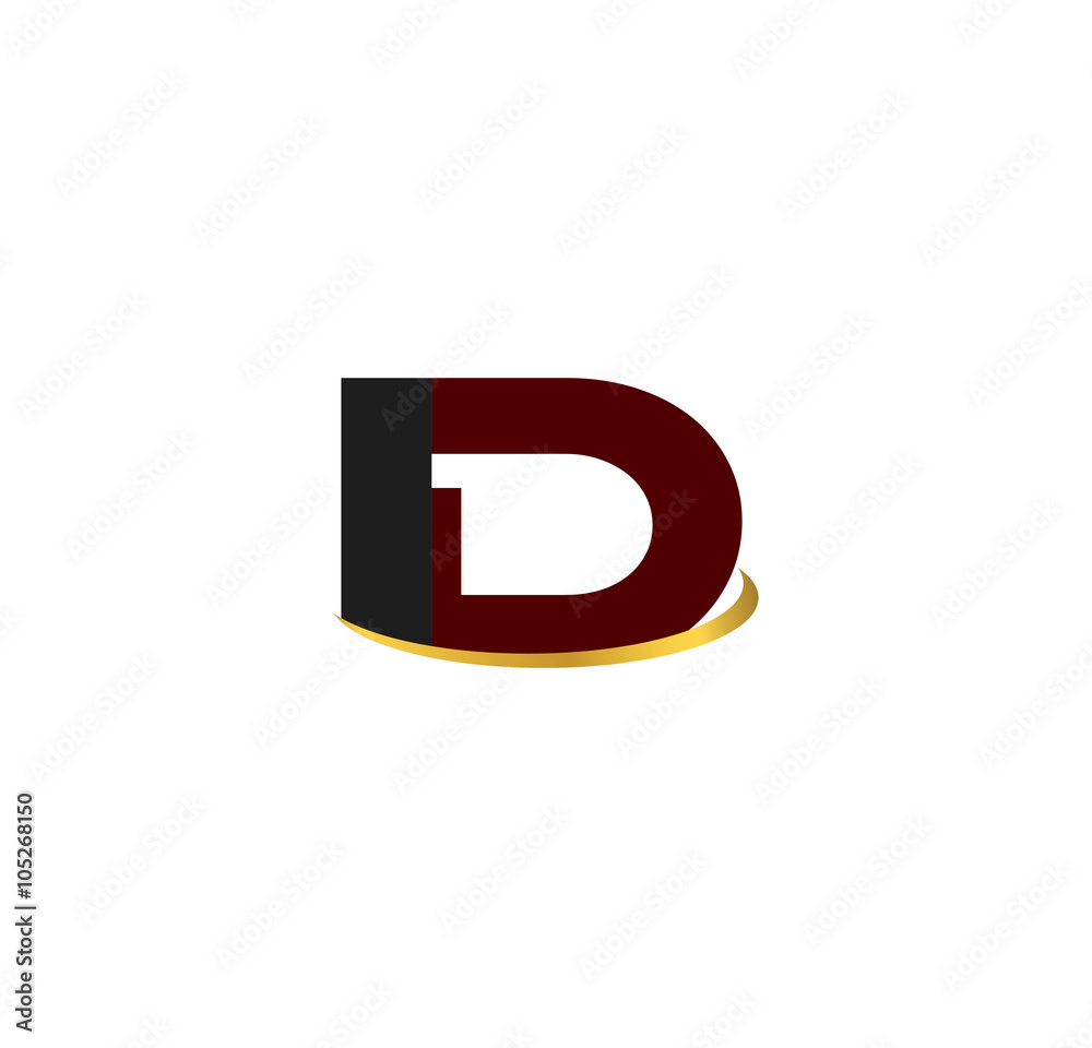 ID alphabet in grey and red with golden curve ID alphabet in grey and red with golden curve