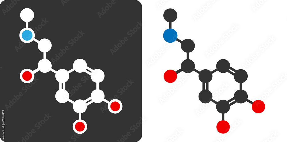 Adrenaline (epinephrin, adrenalin) molecule, flat icon style. 