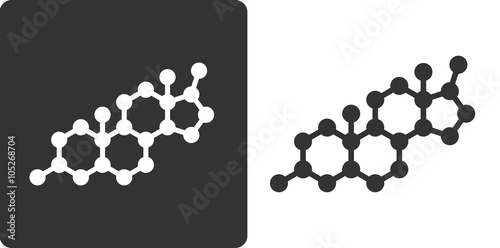 Testosterone hormone molecule, flat icon style.  photo
