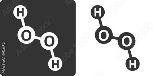 Hydrogen peroxide (H2O2) molecule, flat icon style. 