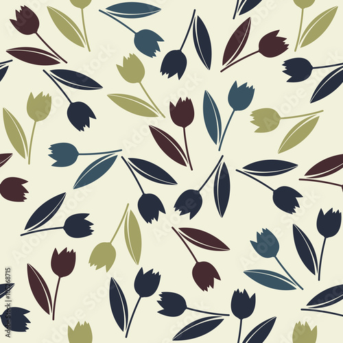 Decorative endless pattern with colorful spring tulips flowers