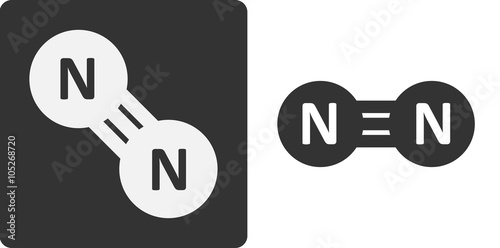 Nitrogen (N2) gas molecule, flat icon style. 