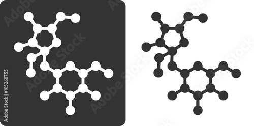 Sugar (sucrose, saccharose) molecule, flat icon style. photo