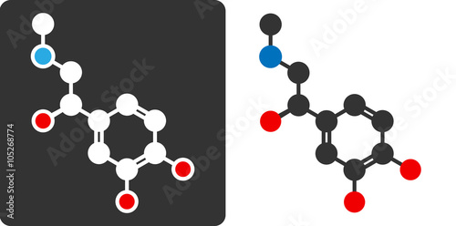 Adrenaline (epinephrin, adrenalin) molecule, flat icon style. 