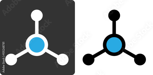 Ammonia (NH3) molecule, flat icon style. 