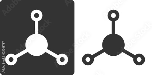 Ammonia (NH3) molecule, flat icon style. 