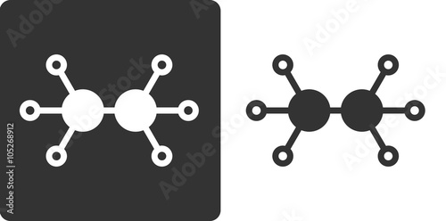 Ethane hydrocarbon molecule, flat icon style. 