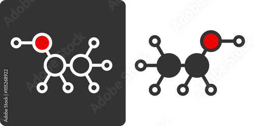 Ethanol (alcohol) molecule, flat icon style.  photo