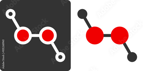 Hydrogen peroxide (H2O2) molecule, flat icon style. 