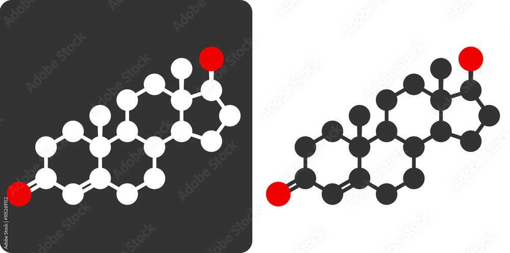 Testosterone male sex hormone molecule, flat icon style. 