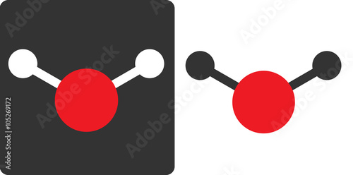 Water (H2O) molecule, flat icon style. 