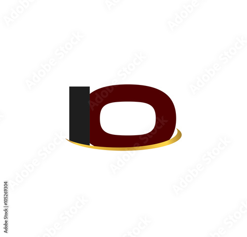 IO alphabet in grey and red with golden curve
