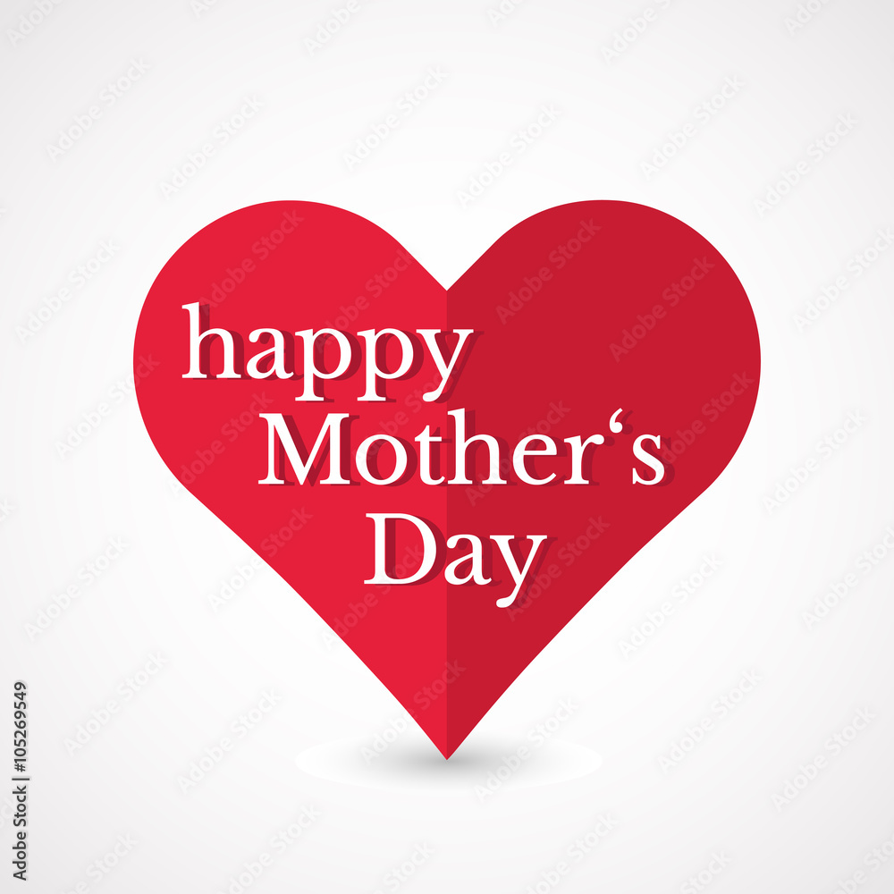 Happy Mother’s Day. Greeting card element for Mother’s Day. Vector abstract background. Heart and lettering.