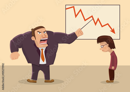 Angry boss screaming at an employee.